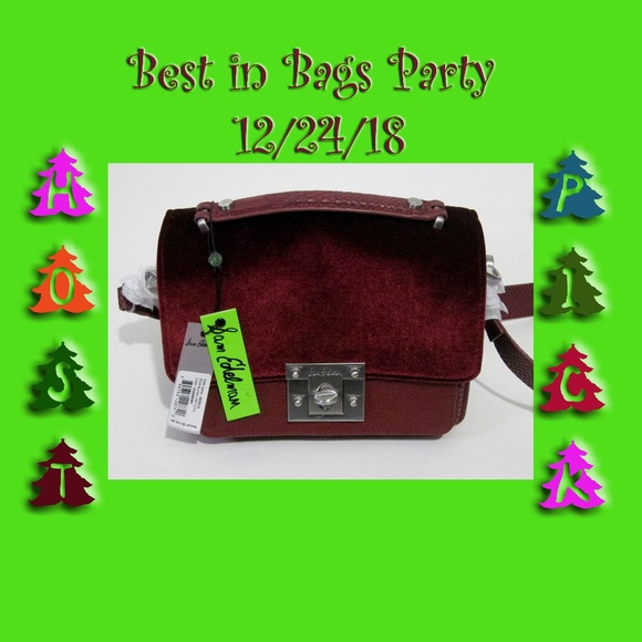 Sam Edelman Handbags - Sam Edelman GESSICA Cranberry Velvet/Leather Bag